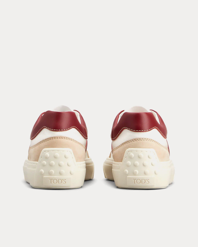 Tod's Leather & Fabric White / Off White / Burgundy Low Top Sneakers - 3