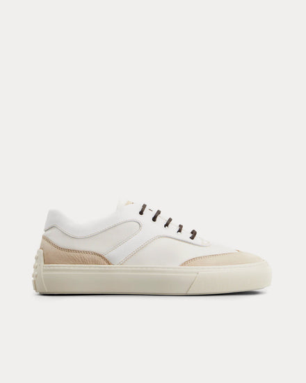 Tod's Leather & Fabric Beige / White Low Top Sneakers - 1