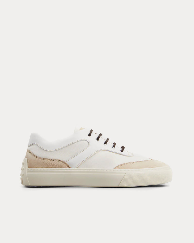 Tod's Leather & Fabric Beige / White Low Top Sneakers - 1