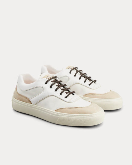 Tod's Leather & Fabric Beige / White Low Top Sneakers - 2