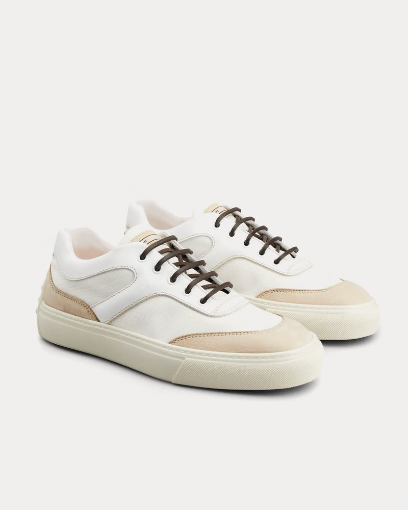 Tod's Leather & Fabric Beige / White Low Top Sneakers - 2