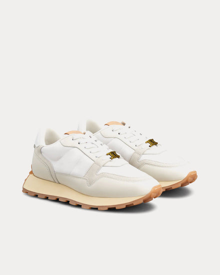 Tod's 1T Leather & Fabric Beige / White Low Top Sneakers - 2