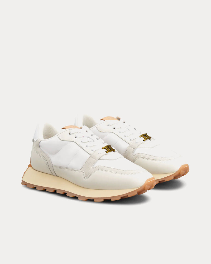 Tod's 1T Leather & Fabric Beige / White Low Top Sneakers - 2