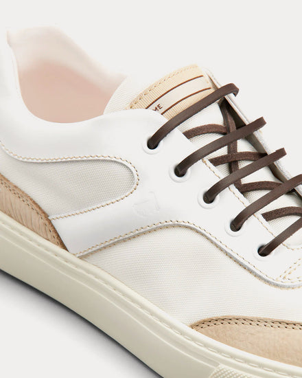 Tod's Leather & Fabric Beige / White Low Top Sneakers - 3