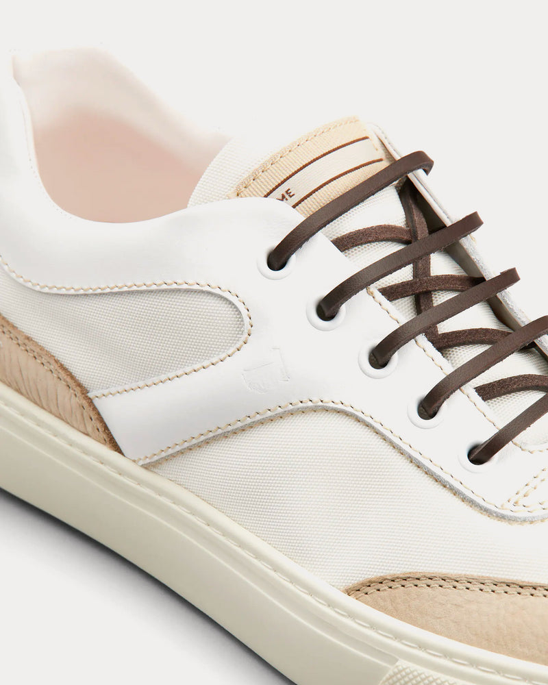 Tod's Leather & Fabric Beige / White Low Top Sneakers - 3