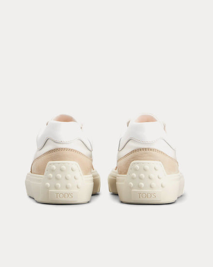 Tod's Leather & Fabric Beige / White Low Top Sneakers - 4