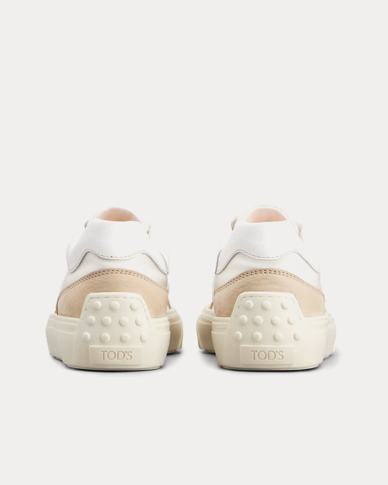 Tod's Leather & Fabric Beige / White Low Top Sneakers - 4