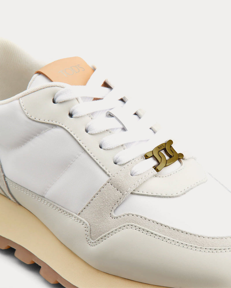 Tod's 1T Leather & Fabric Beige / White Low Top Sneakers - 4