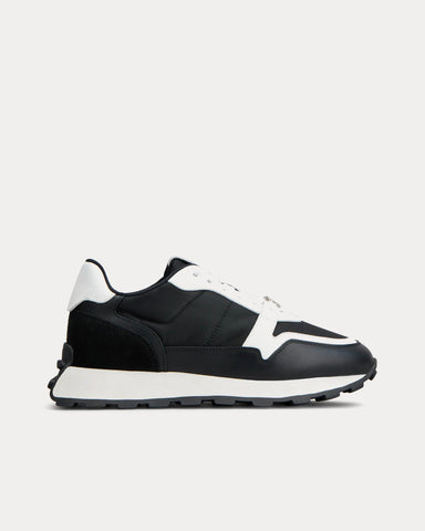 Tod's 1T Leather & Fabric Black / White Low Top Sneakers