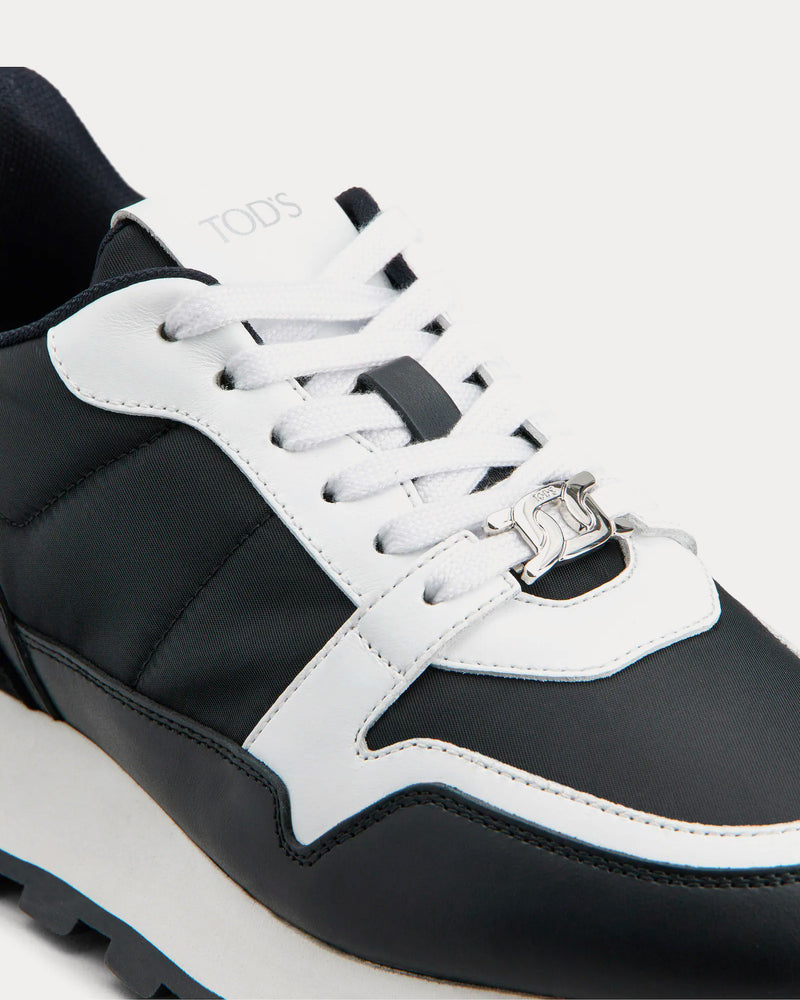 Tod's 1T Leather & Fabric Black / White Low Top Sneakers - 4