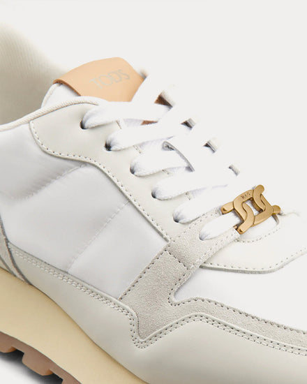 Tod's Leather & Fabric Beige / White Low Top Sneakers - 2