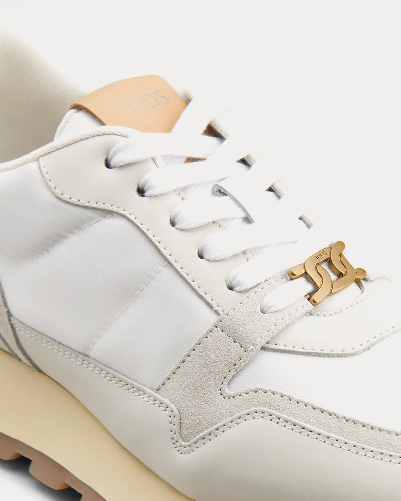 Tod's Leather & Fabric Beige / White Low Top Sneakers - 2