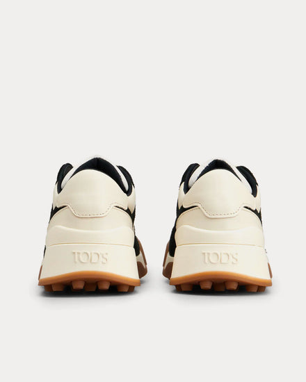 Tod's Logo Stamped Side Smooth Leather & Suede Off-White / Black / Brown Low Top Sneakers - 3