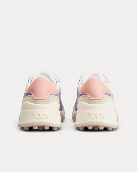 Tod's Logo Stamped Side Smooth Leather & Suede Violet / Pink / Off-White Low Top Sneakers - 3