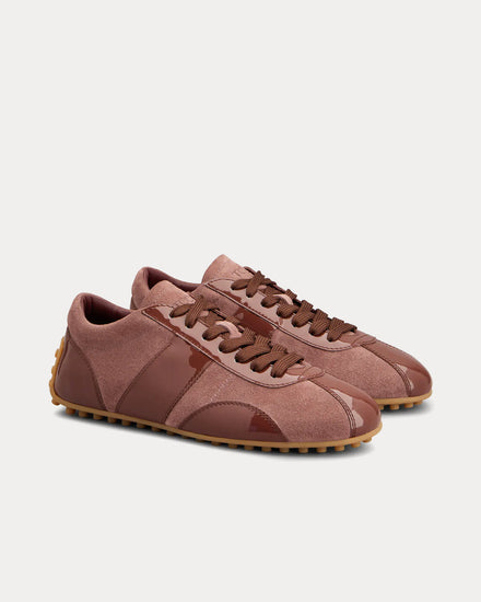 Tod's T-Marathon Patent Leather Pink Burgundy Low Top Sneakers - 2