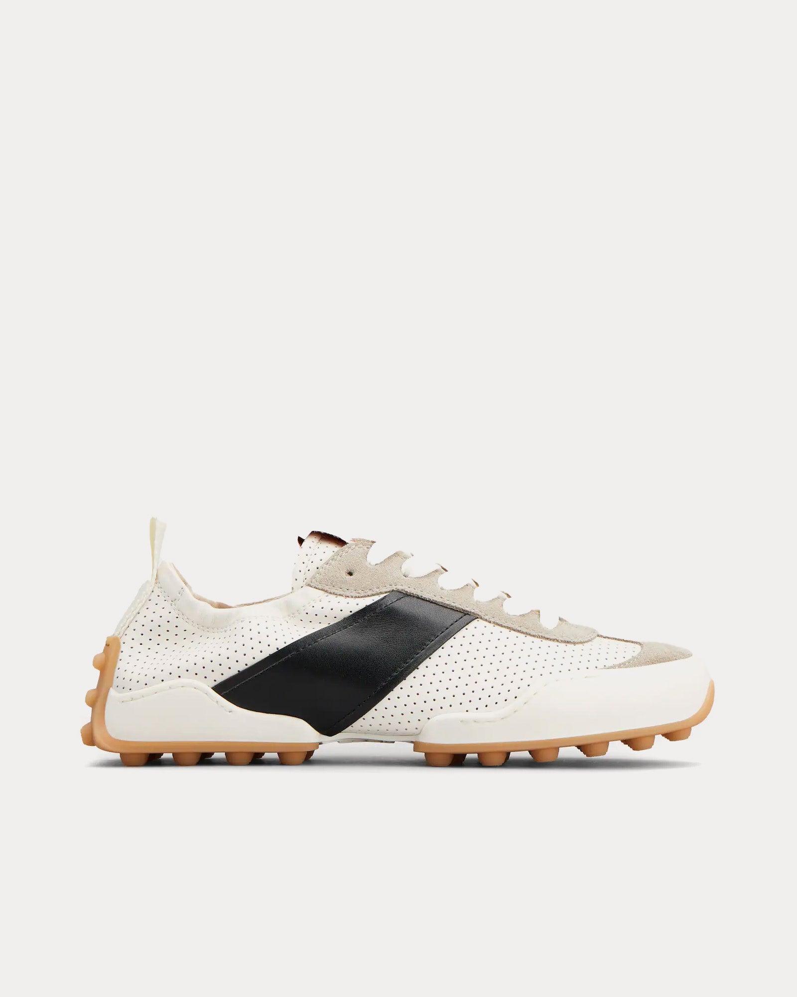 Tod's - Ballerina Leather White / Black / Beige Low Top Sneakers