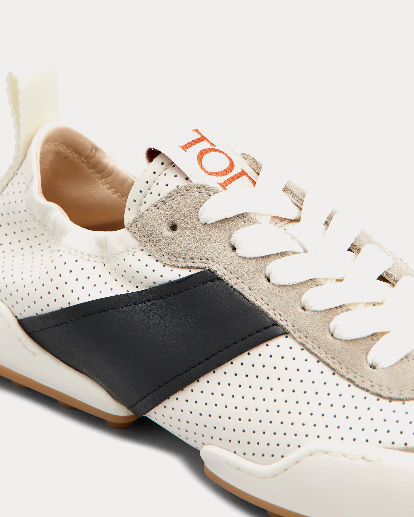 Tod's - Ballerina Leather White / Black / Beige Low Top Sneakers