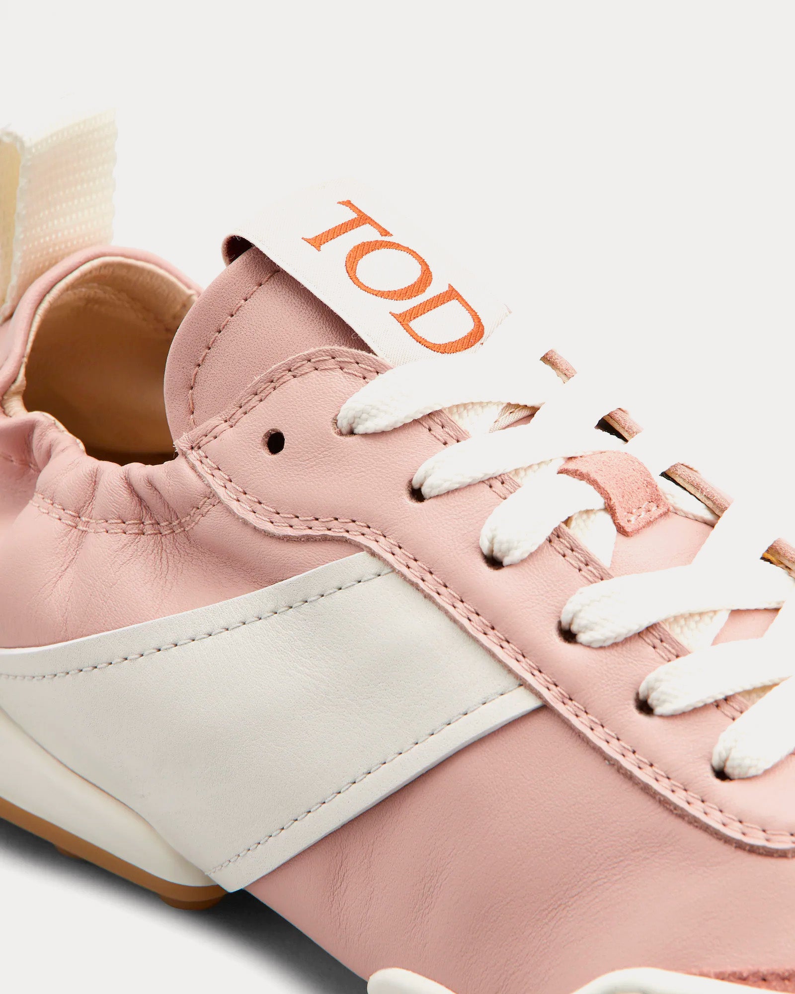 Tod's - Ballerina Leather White / Pink Low Top Sneakers