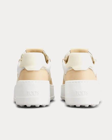Tod's Platform Leather Beige / White / Gold Low Top Sneakers - 3