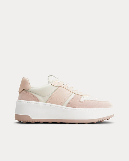 Tod's Platform Leather Pink / Off-White / White Low Top Sneakers - 1