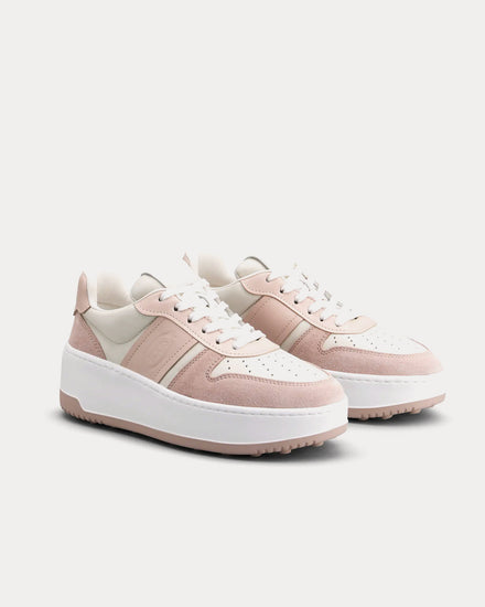 Tod's Platform Leather Pink / Off-White / White Low Top Sneakers - 2