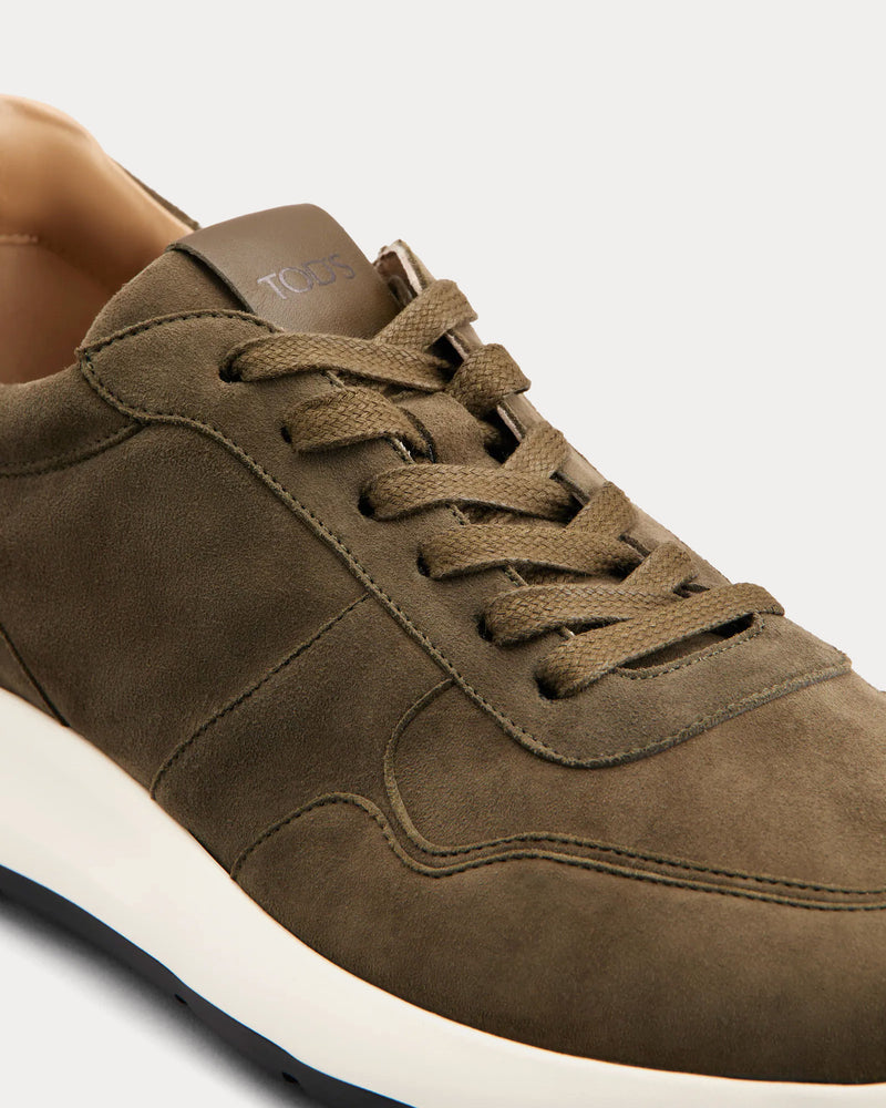 Tod's Red Dot Pashmy Suede Green Low Top Sneakers - 5