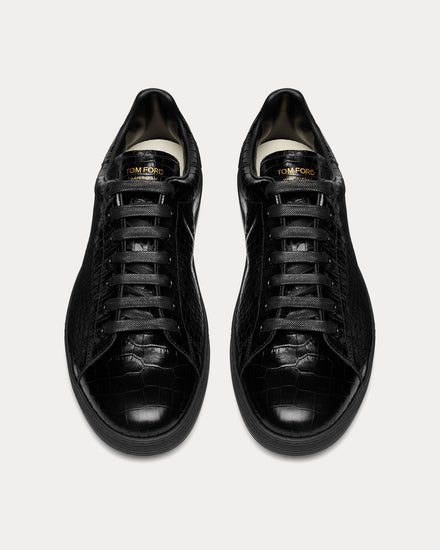 Tom Ford Warwick Printed Alligator Black Low Top Sneakers - 2