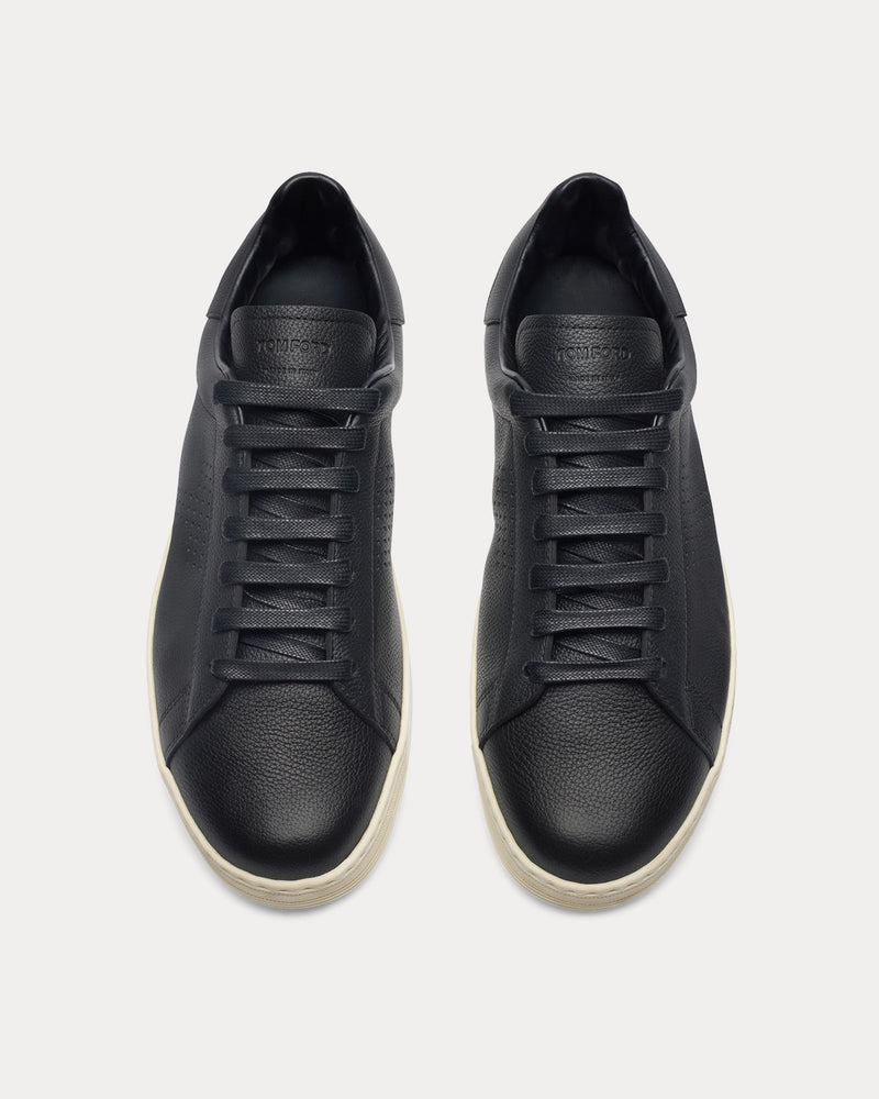 Tom Ford Warwick Perforated Leather Black / Cream Low Top Sneakers - 2