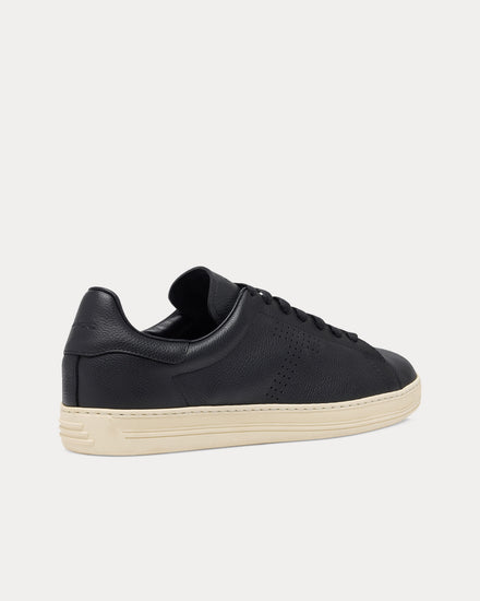 Tom Ford Warwick Perforated Leather Black / Cream Low Top Sneakers - 3