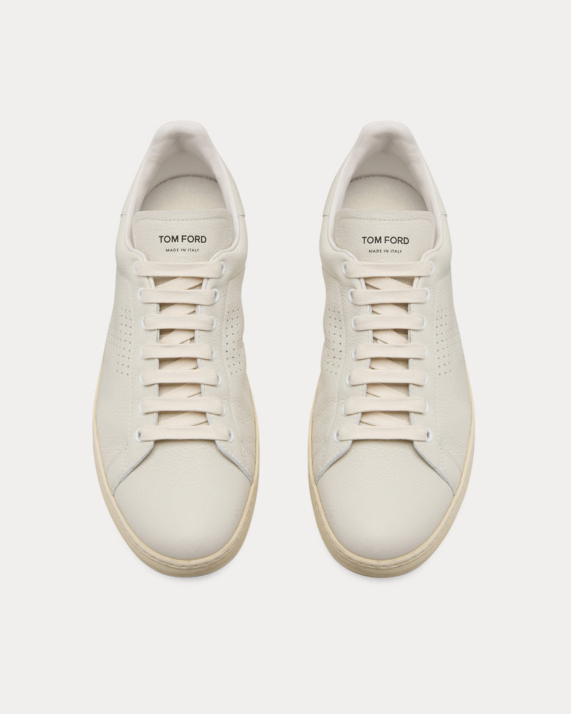 Tom Ford Warwick Perforated Leather Butter / Cream Low Top Sneakers - 2