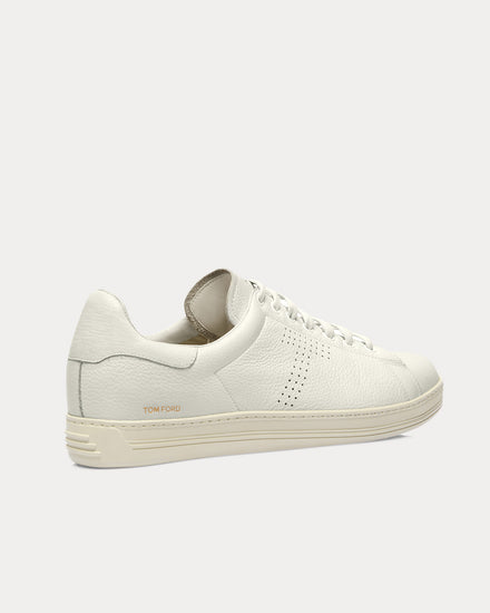 Tom Ford Warwick Perforated Leather Butter / Cream Low Top Sneakers - 3