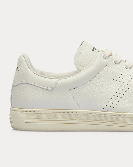 Tom Ford Warwick Perforated Leather Butter / Cream Low Top Sneakers - 4