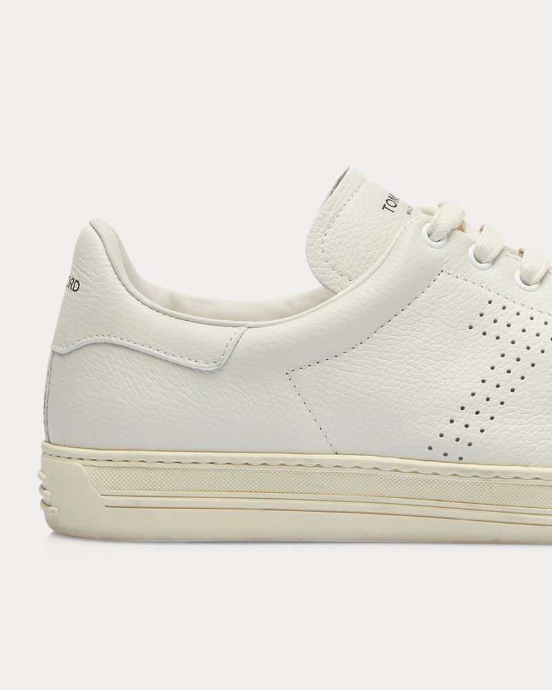 Tom Ford Warwick Perforated Leather Butter / Cream Low Top Sneakers - 4