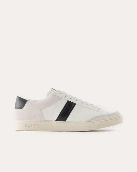 Tom Ford Blake Suede White / Black Low Top Sneakers - 1
