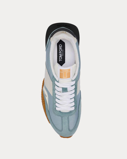 Tom Ford James Suede & Technical Fabric Pale Blue / White Low Top Sneakers - 2