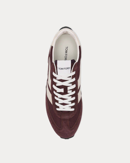 Tom Ford Mick Suede Burgundy / Black Low Top Sneakers - 2