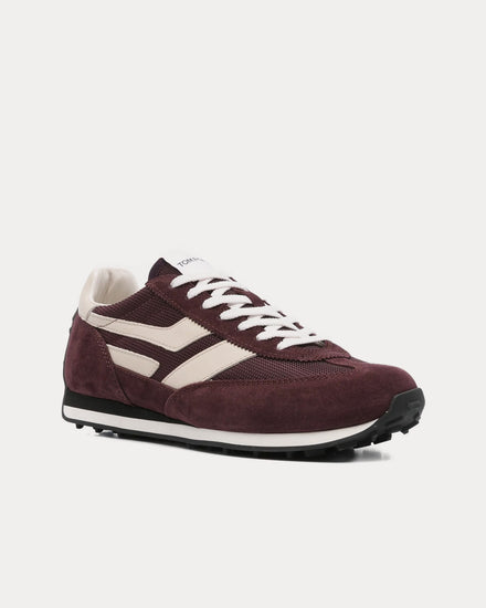 Tom Ford Mick Suede Burgundy / Black Low Top Sneakers - 3