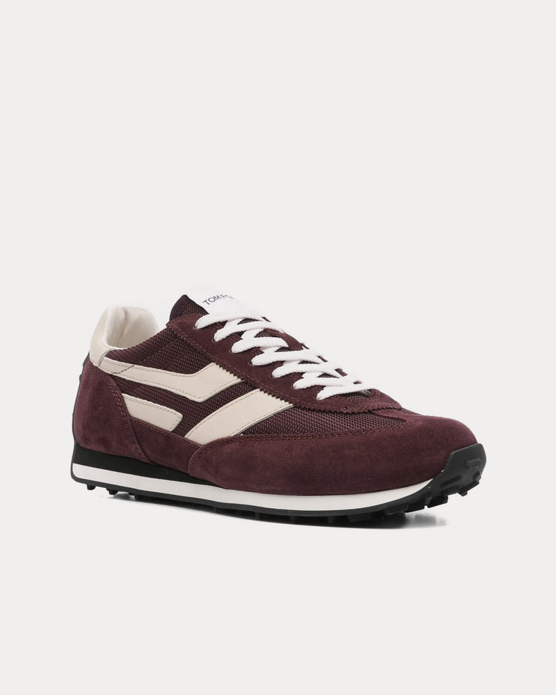 Tom Ford Mick Suede Burgundy / Black Low Top Sneakers - 3