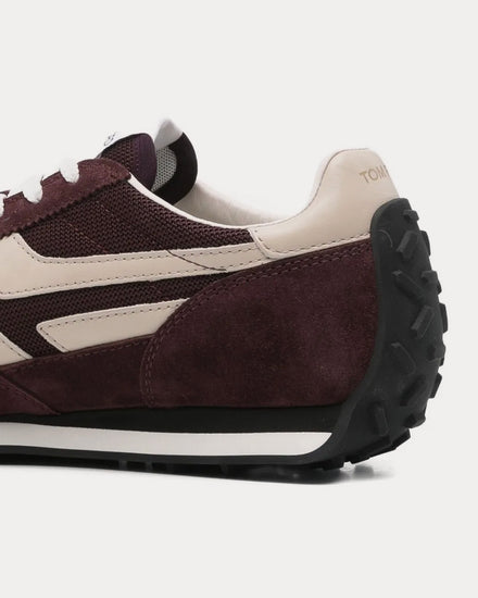 Tom Ford Mick Suede Burgundy / Black Low Top Sneakers - 4