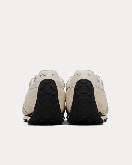 Tom Ford Mick Suede Cream / Black Low Top Sneakers - 3