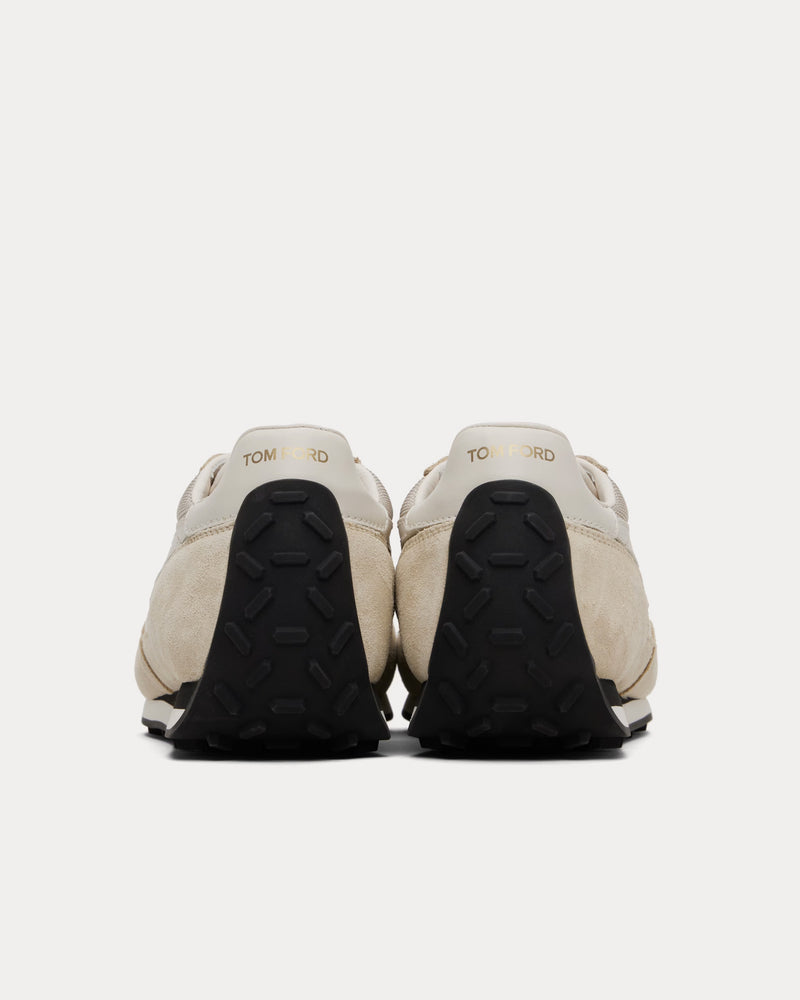 Tom Ford Mick Suede Cream / Black Low Top Sneakers - 3