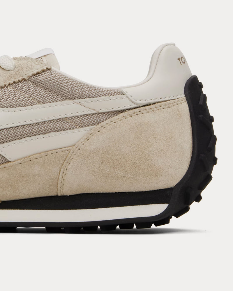 Tom Ford Mick Suede Cream / Black Low Top Sneakers - 4