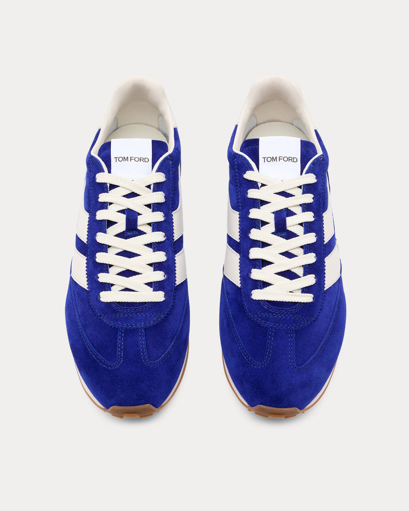 Tom Ford Mick Suede Electric Blue / White Low Top Sneakers - 2