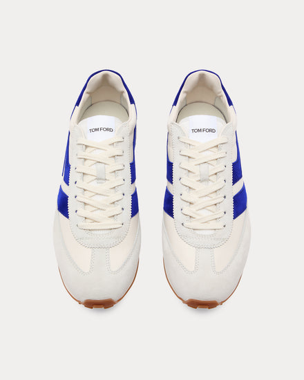Tom Ford Mick Suede White / Electric Blue Low Top Sneakers - 2