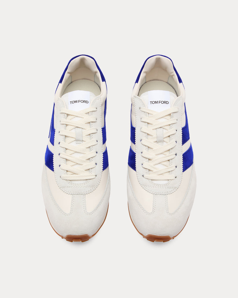 Tom Ford Mick Suede White / Electric Blue Low Top Sneakers - 2