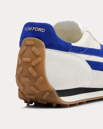 Tom Ford Mick Suede White / Electric Blue Low Top Sneakers - 4