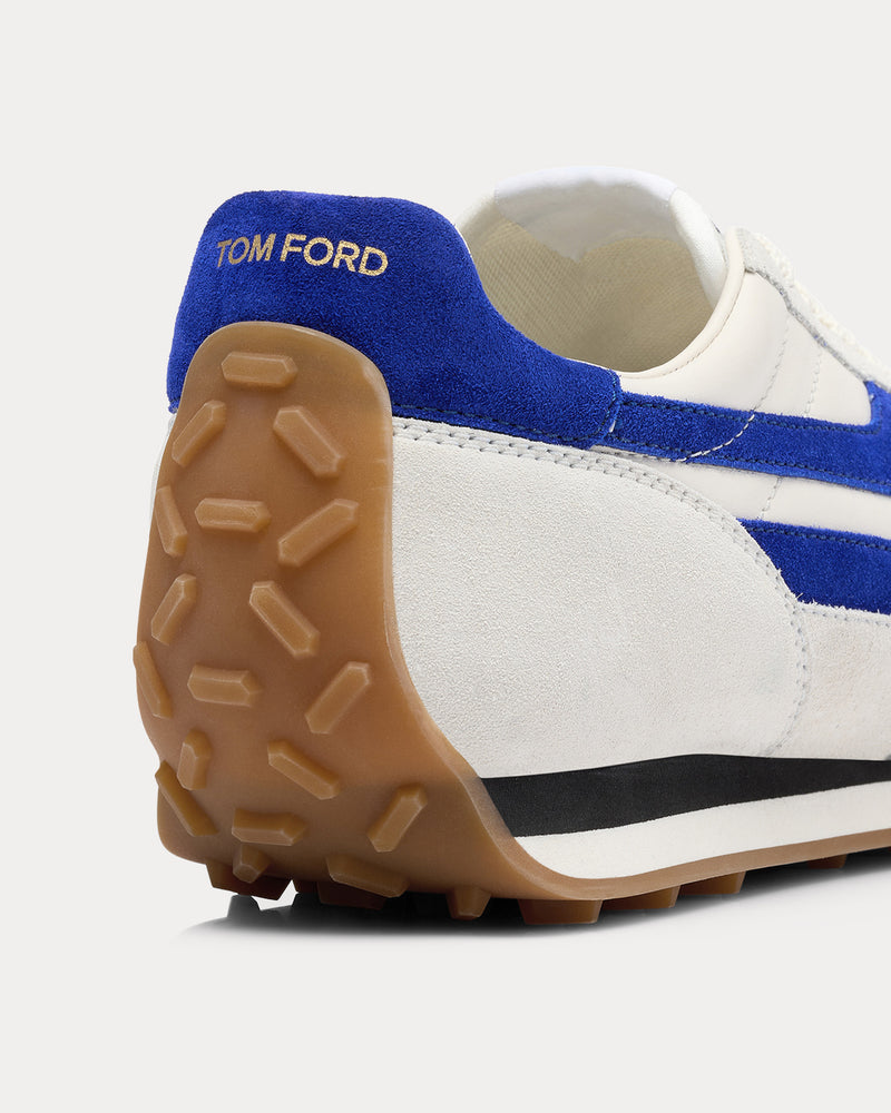 Tom Ford Mick Suede White / Electric Blue Low Top Sneakers - 4