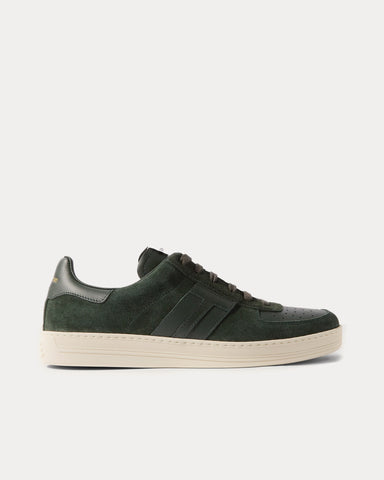 Tom Ford Radcliffe Leather & Suede Dark Green Low Top Sneakers