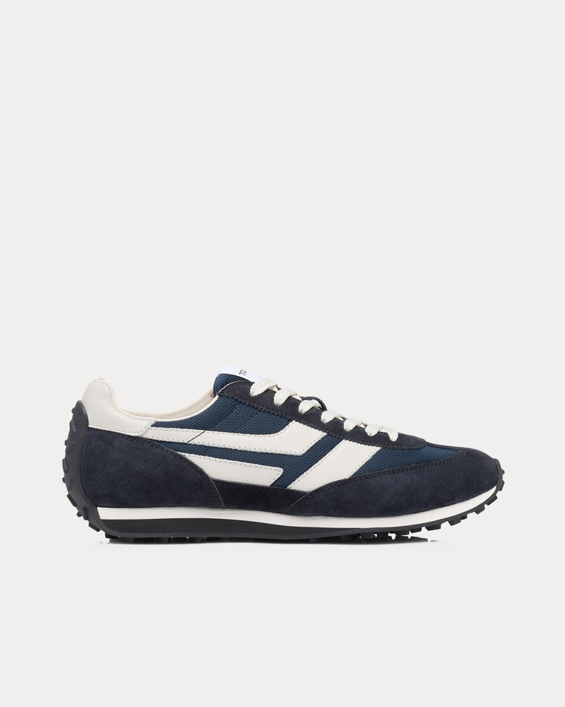 Tom Ford Mick Suede Dark Navy / Amber Low Top Sneakers - 1