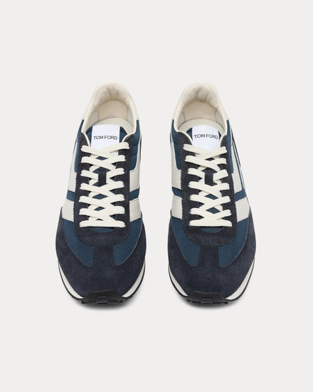 Tom Ford Mick Suede Dark Navy / Amber Low Top Sneakers - 2